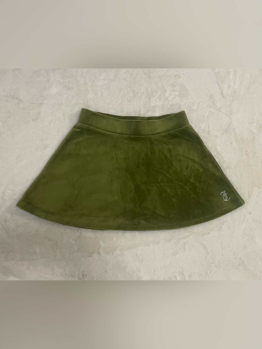 Juicy couture green velour bling mini skirt